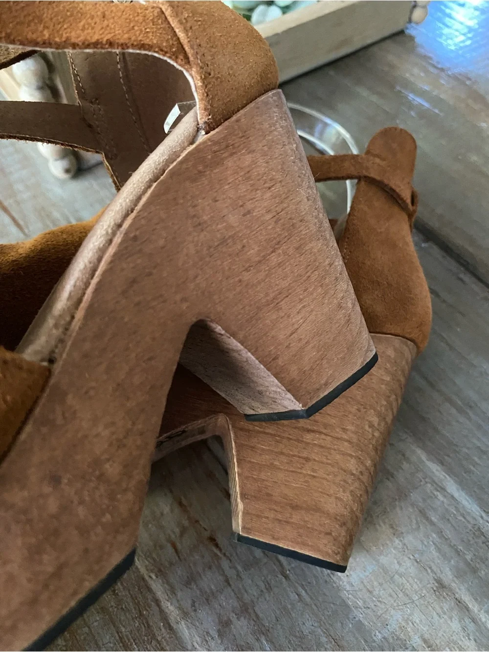 Free People Cedar‎ Clogs Leather Wooden Platform Ankle Boots Womens 36 Tan Brown